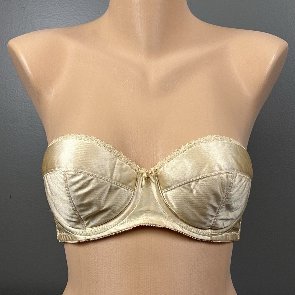 Vintage Vanity Fair 34B Strapless Bra Nylon Satin Underwire Fiberfill 42239 USA